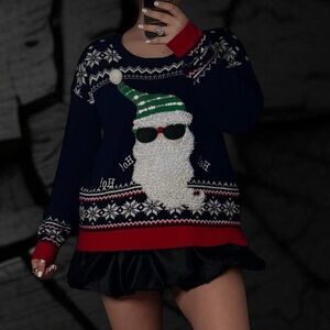 American Vintage Navy and Red Christmas Sweater